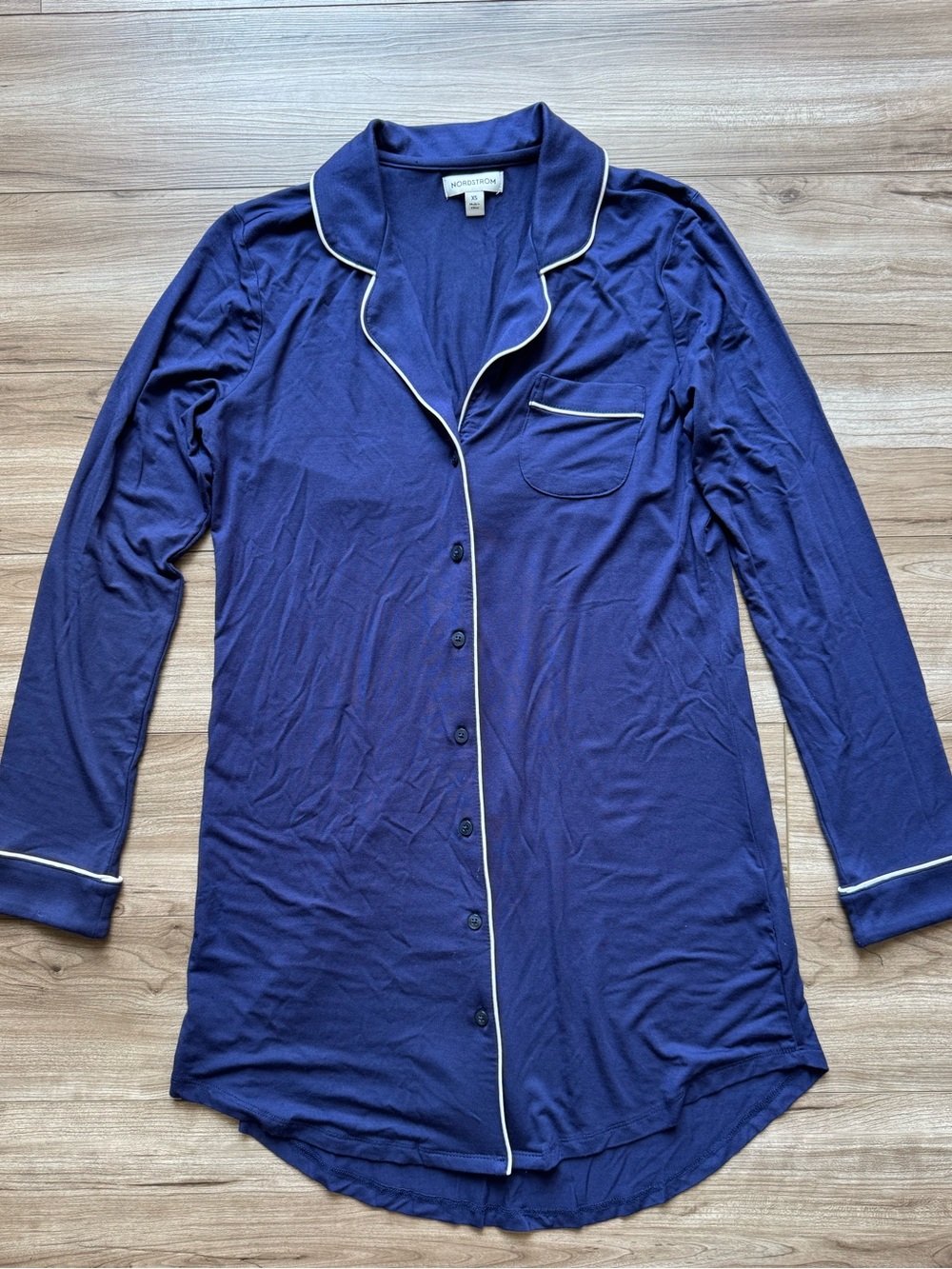 Nordstrom Moonlight Eco Notch Collar Nightshirt navy blue size XS pajamas pjs